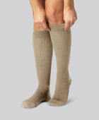 Beige stödstrumpor i bambu för kvinnor