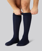Marinblå kompressionsstrumpor i bambu för män