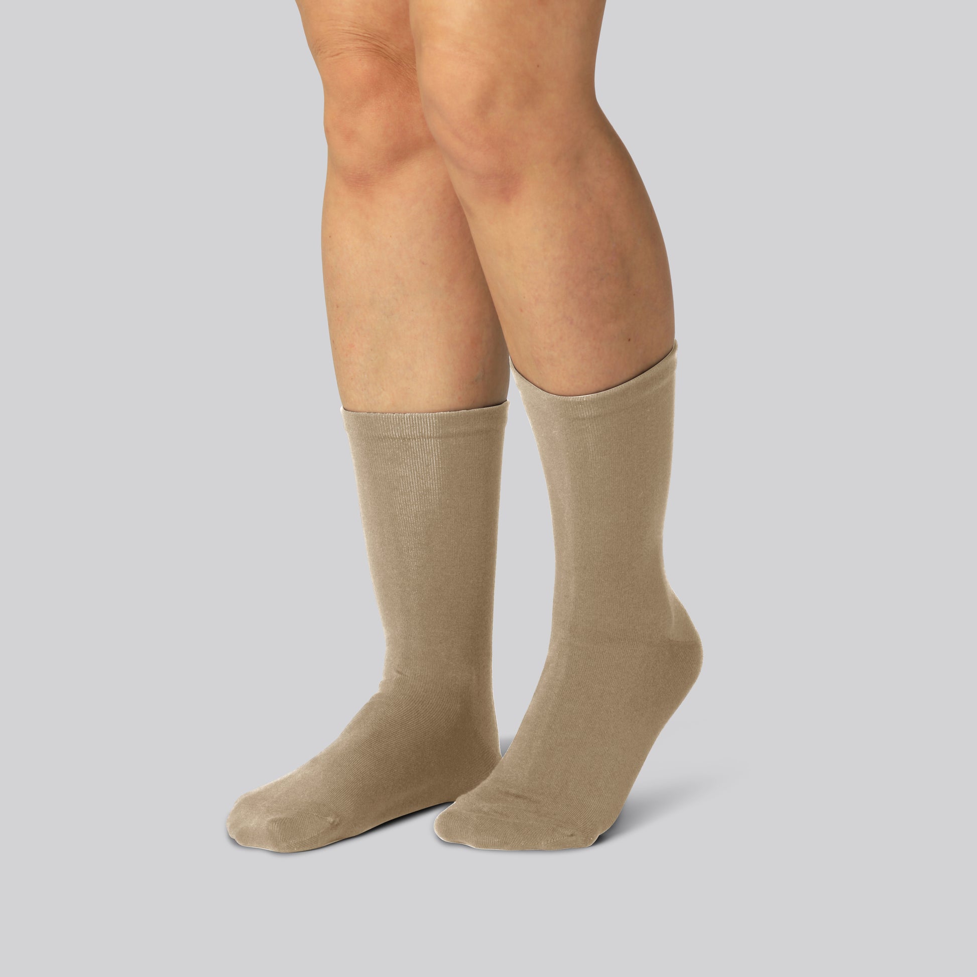 Beige bambusockor utan resår för kvinnor