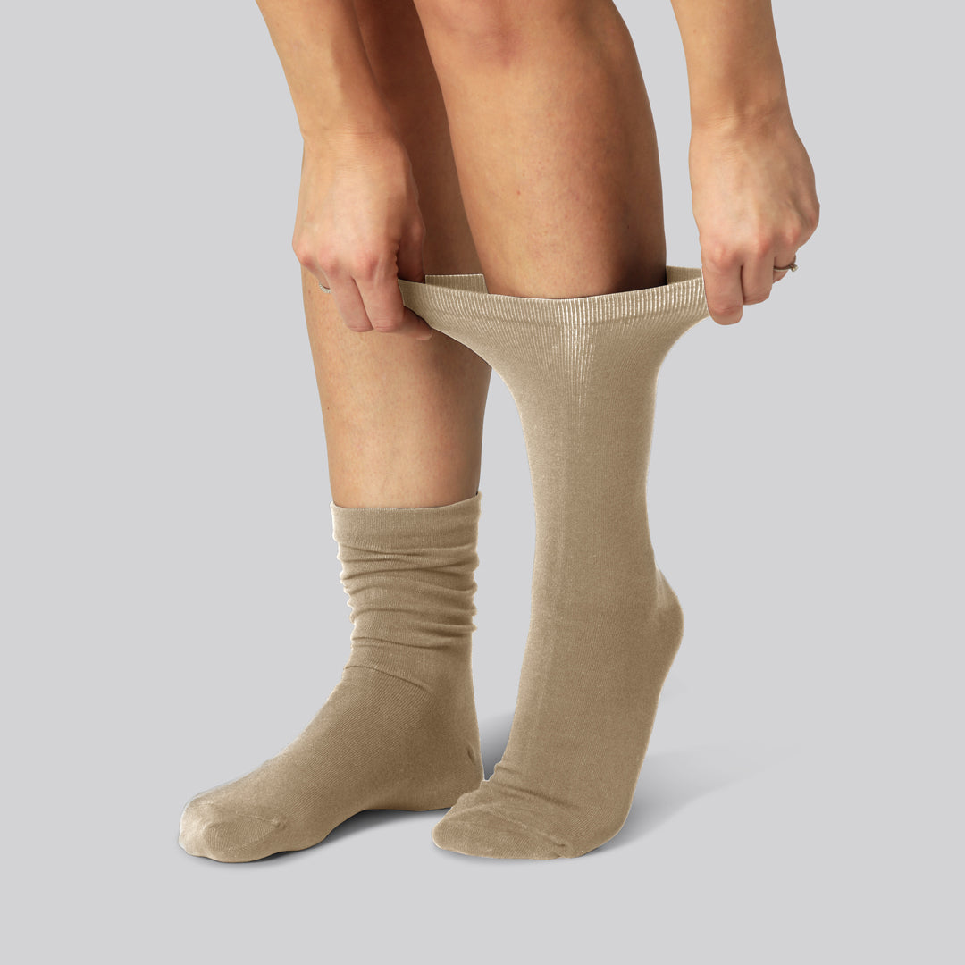 Beige bambusockor utan resår för kvinnor