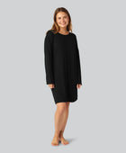 Svart nattlinne i bambu, långärmat för kvinnor