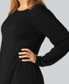 Svart nattlinne i bambu, långärmat för kvinnor