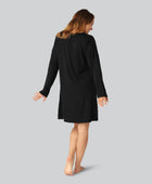 Svart nattlinne i bambu, långärmat för kvinnor