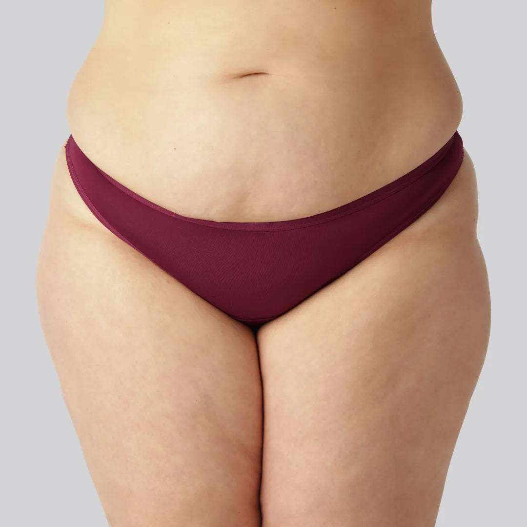 Bambu stringtrosa i vinröd för kvinnor