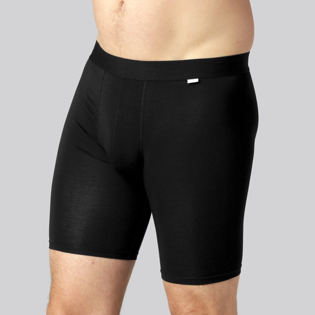 Svarta bambukalsonger med extra benlängd för män