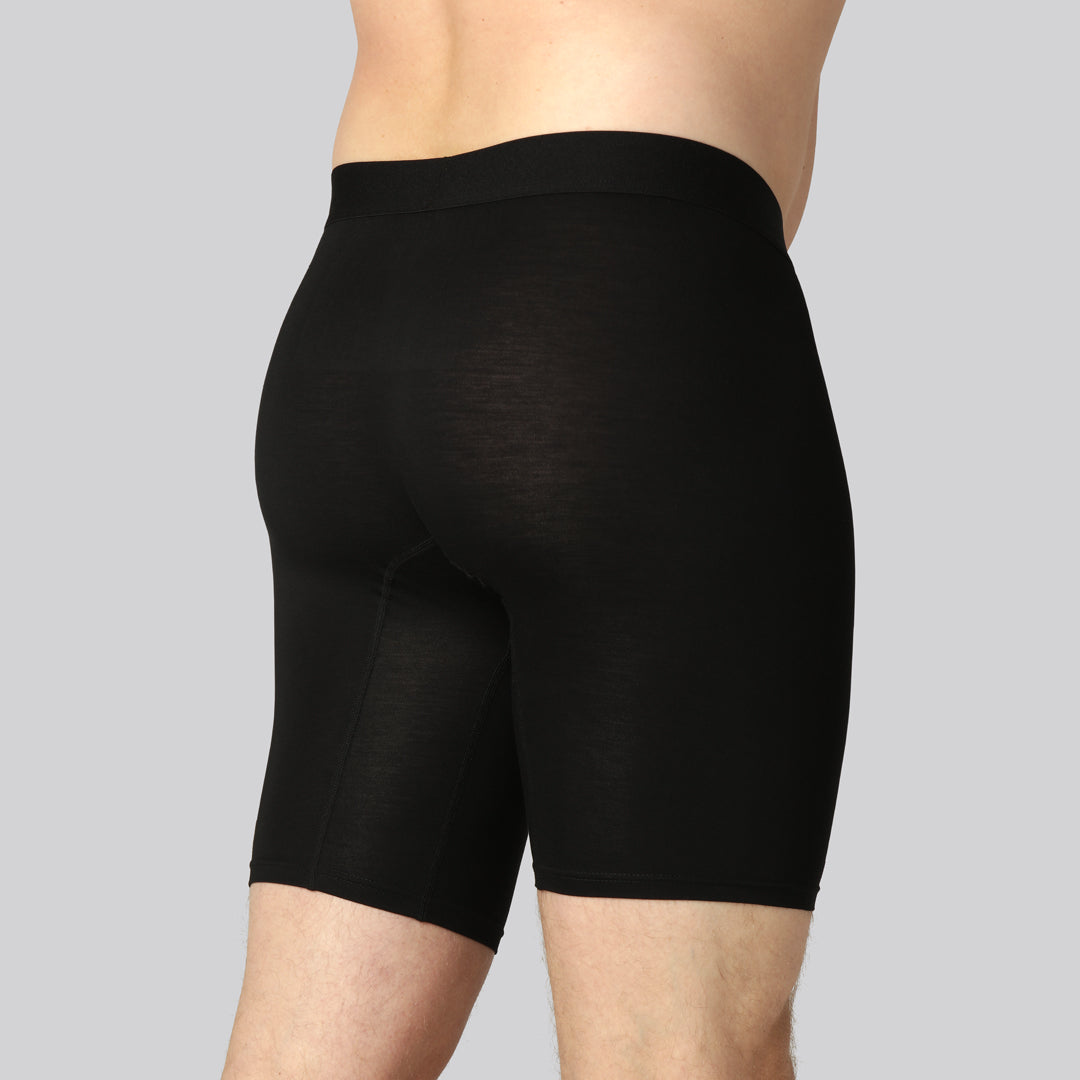 Svarta bambukalsonger med extra benlängd för män