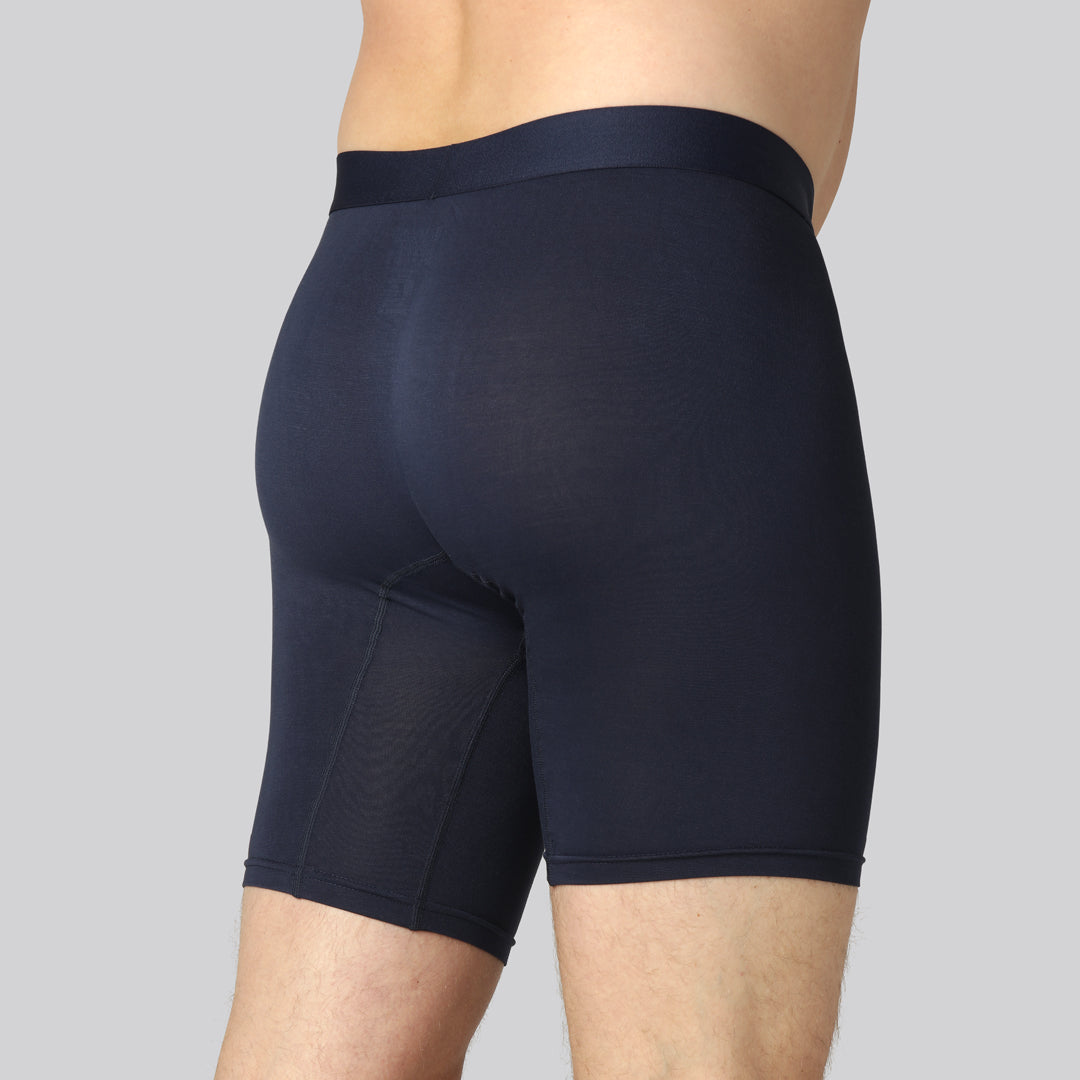 Marinblå bambukalsonger med extra benlängd för män