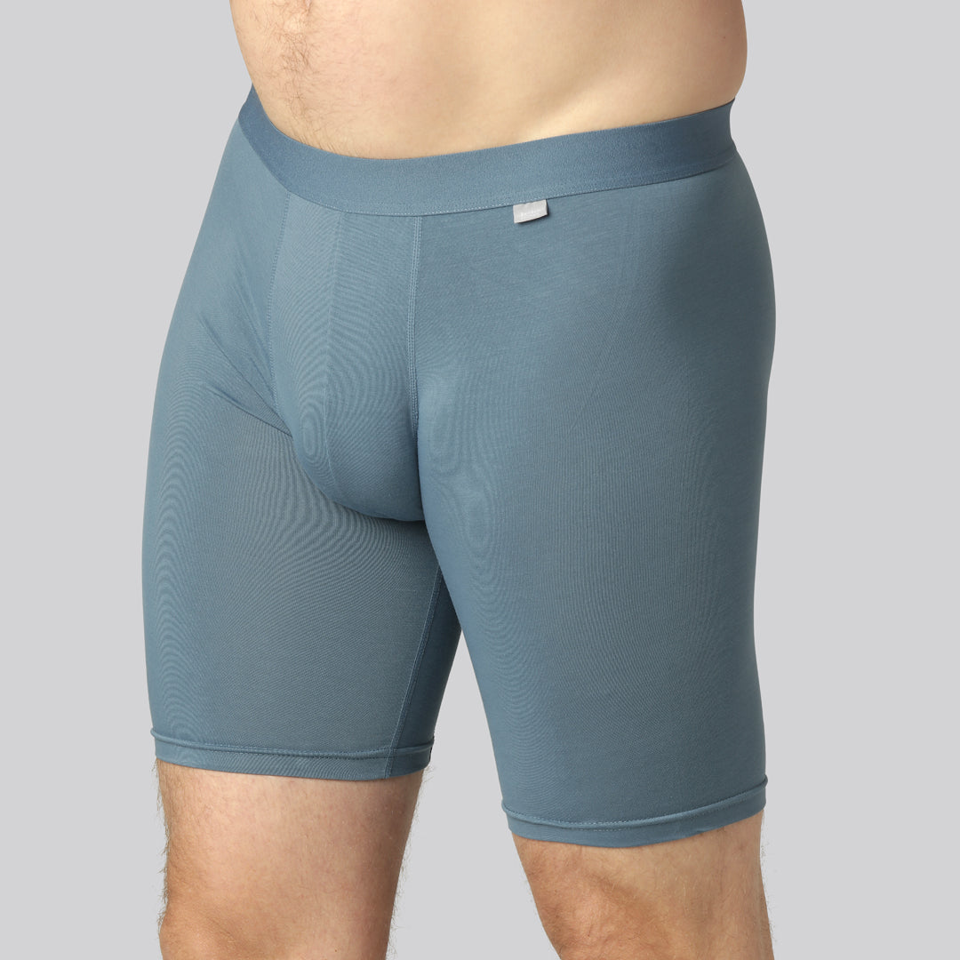 Bambukalsonger i stålblått med extra benlängd för män