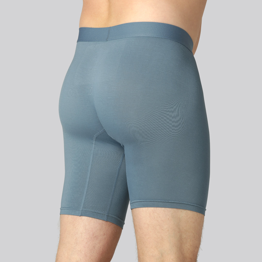 Bambukalsonger i stålblått med extra benlängd för män