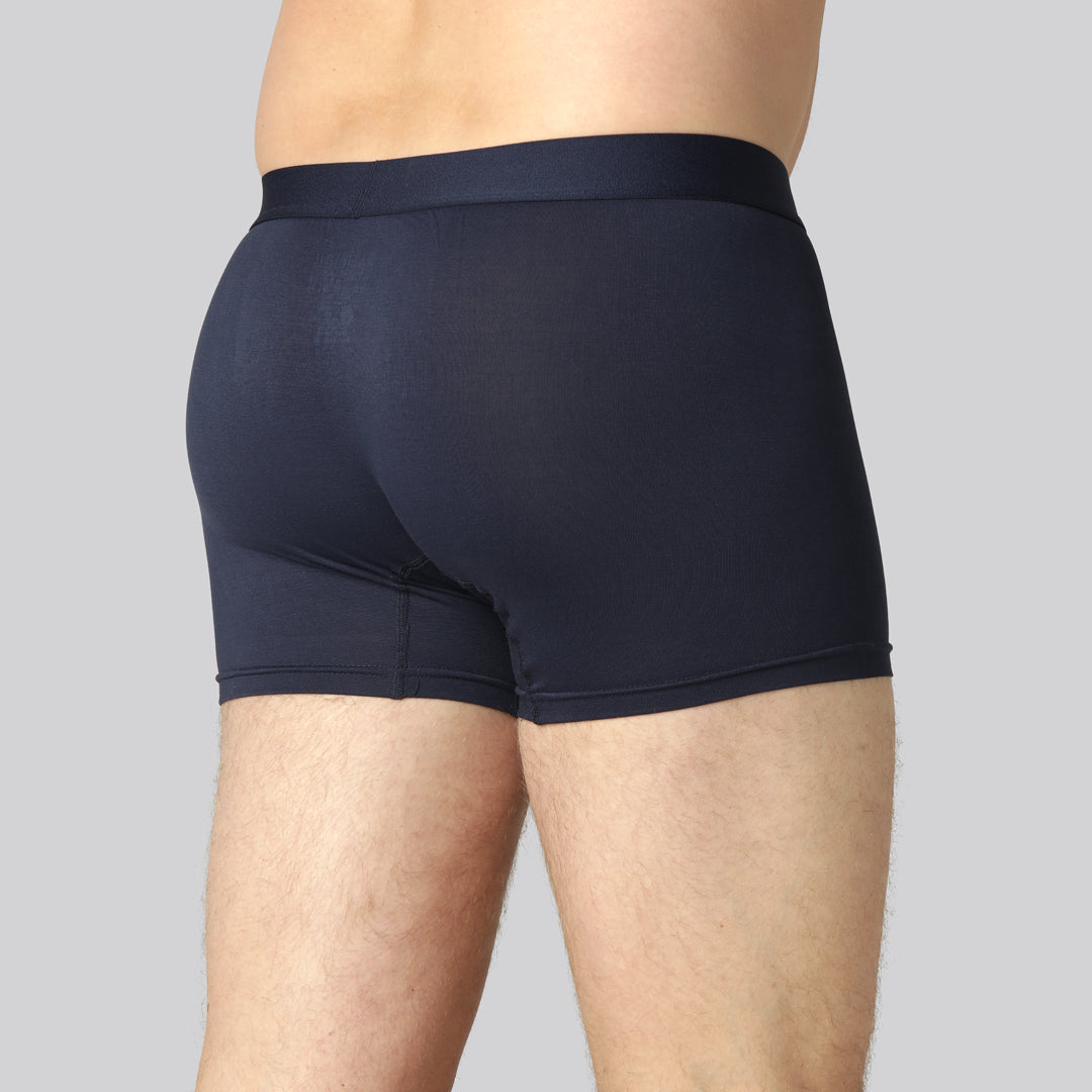 Marinblå bambutrosor med marinblått resårband för män