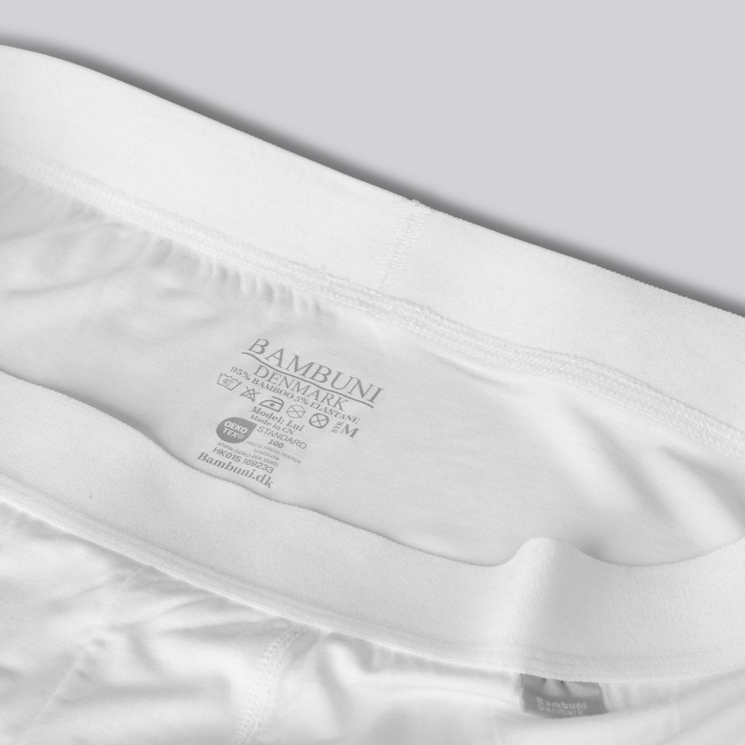 Vita bambukalsonger med vit resår för män