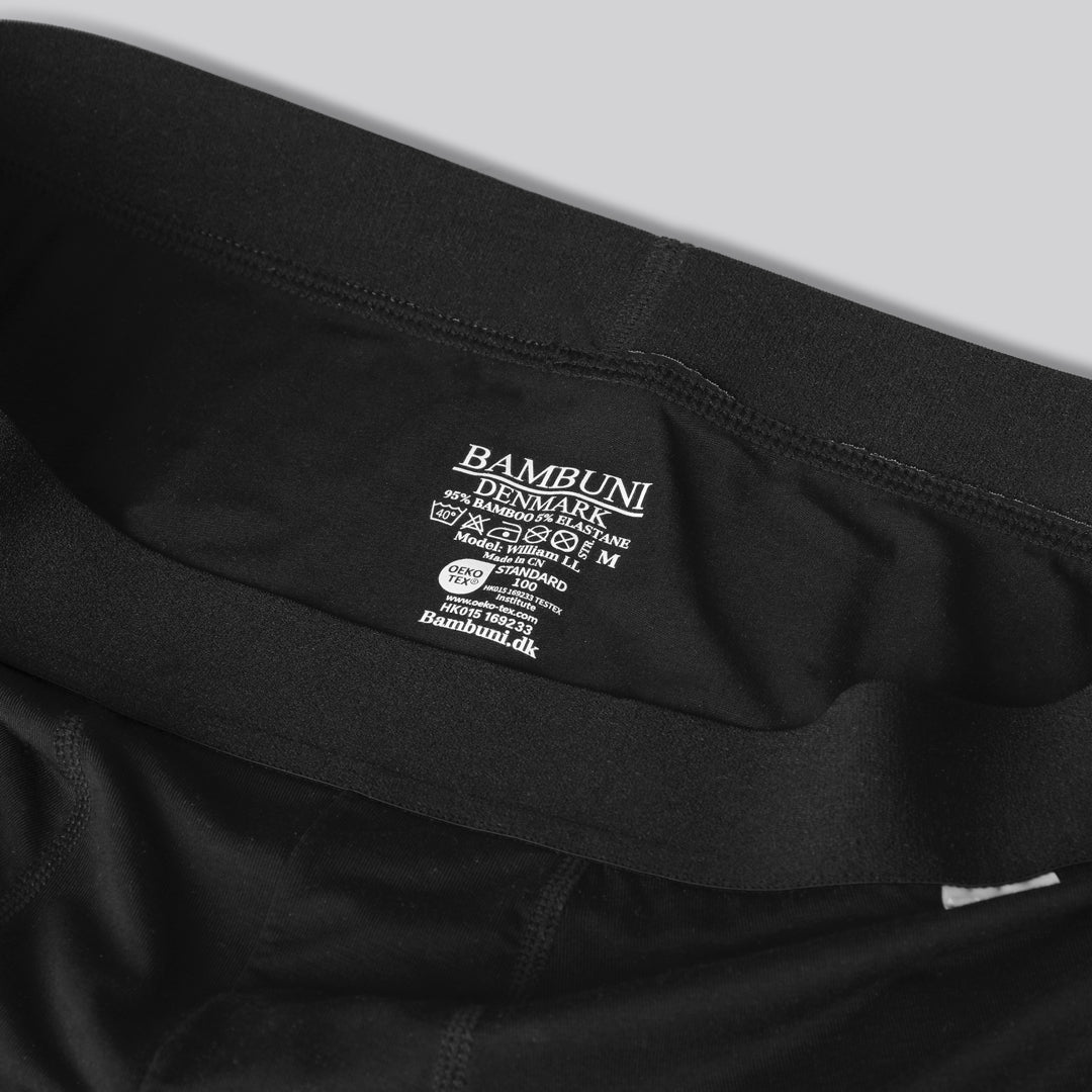 Svarta bambukalsonger med extra benlängd för män