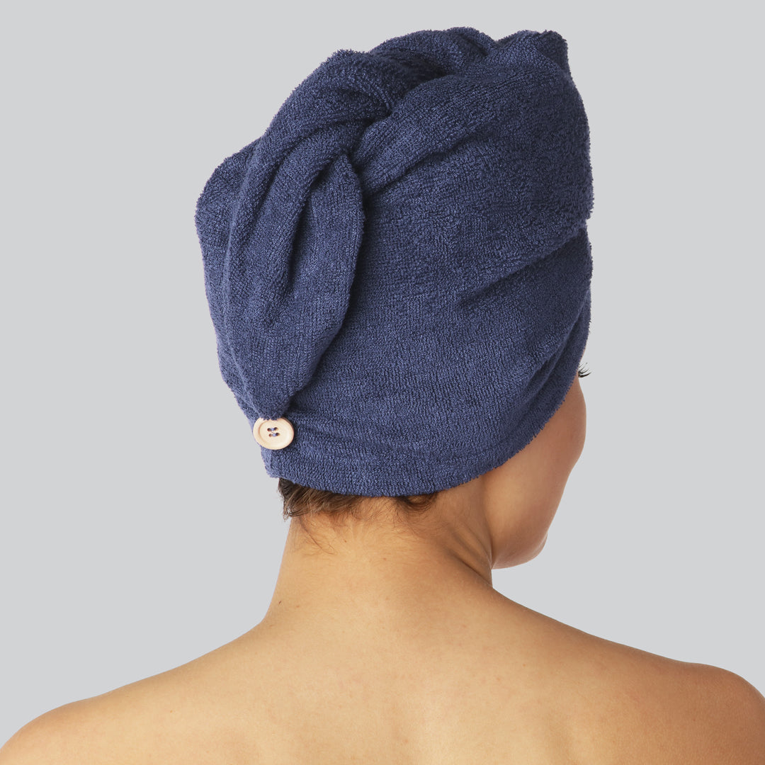 Marinblå turban i bambuhår