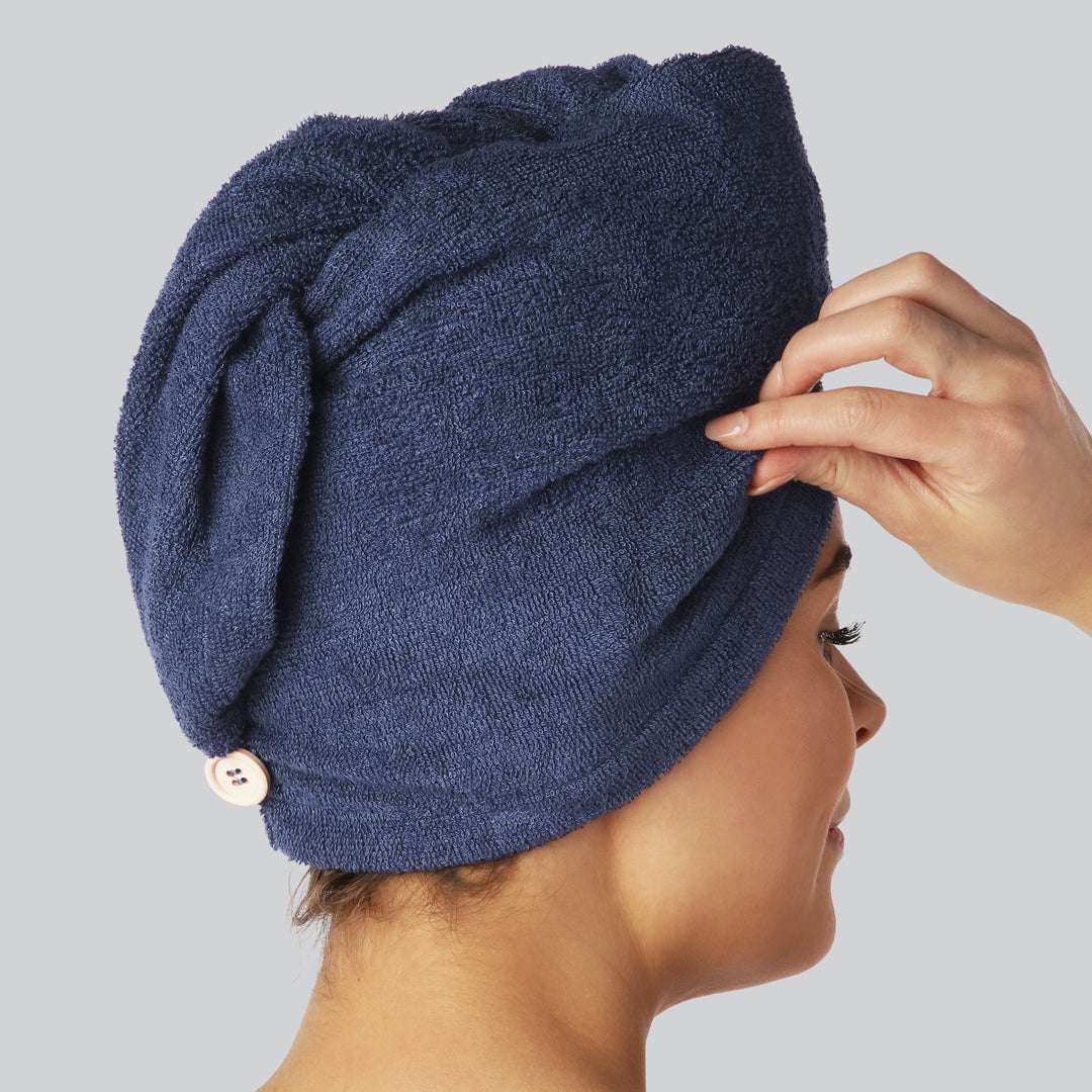 Marinblå turban i bambuhår